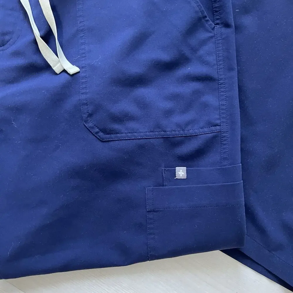 Figs Scrub Set Men 2XL SHORT Leon 3-pocket Top + Cairo Pants Short Navy Blue